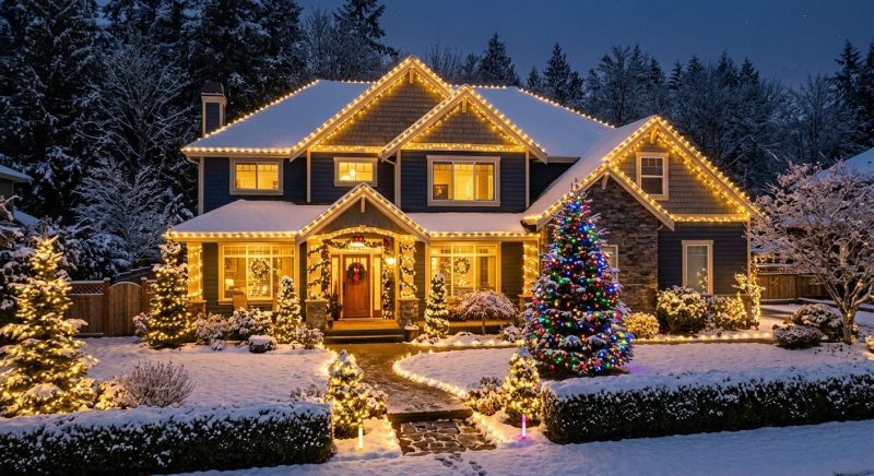 Holiday Lights Hanging in Overland Park, KS